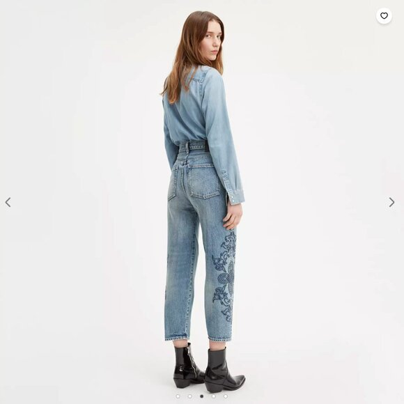 Levi's Made & Crafted - Embroidered Barrel Crop Jeans in Medium Wash - Picture 8 of 16